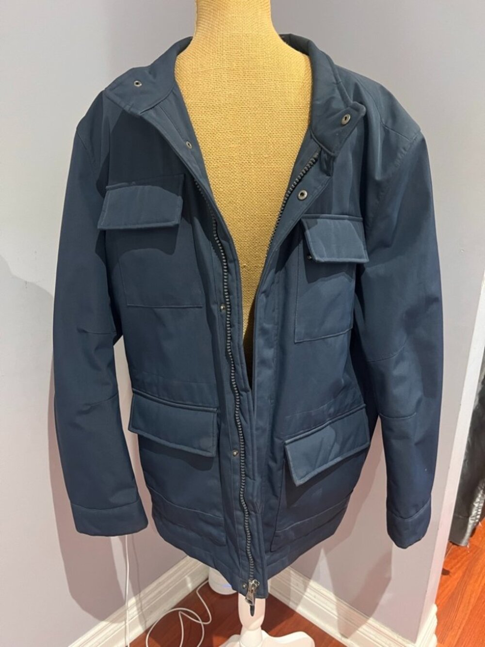 Marc New York Andrew Marc Mens Navy Blue 4-Pocket Field Jacket Utility Coat L